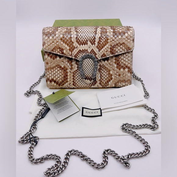 ❌SOLD❌NWT Authentic GUCCI Dionysus Mini Snakeskin Leather Chain Wallet Bag - Picture 2 of 16
